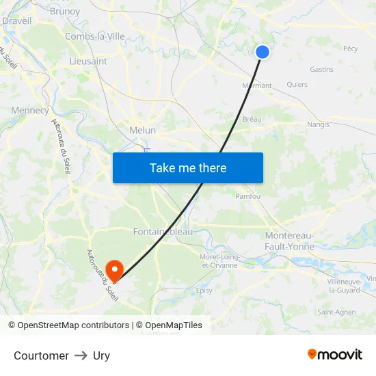 Courtomer to Ury map