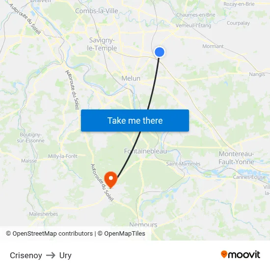 Crisenoy to Ury map