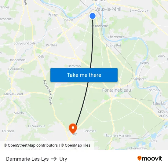 Dammarie-Les-Lys to Ury map