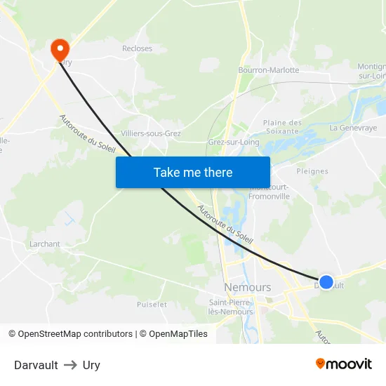 Darvault to Ury map
