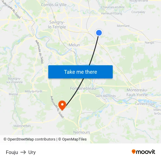 Fouju to Ury map