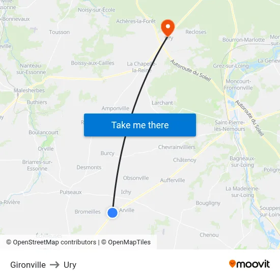 Gironville to Ury map