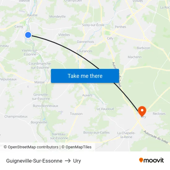 Guigneville-Sur-Essonne to Ury map