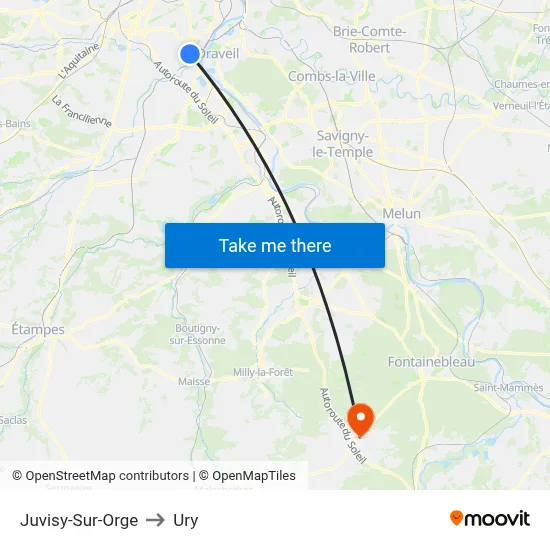 Juvisy-Sur-Orge to Ury map