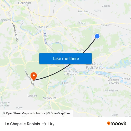 La Chapelle-Rablais to Ury map