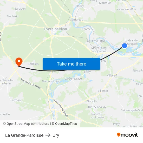La Grande-Paroisse to Ury map