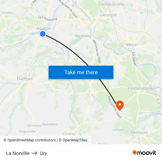La Norville to Ury map