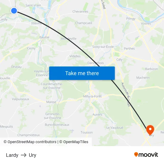 Lardy to Ury map