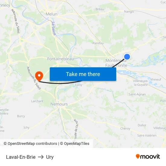 Laval-En-Brie to Ury map
