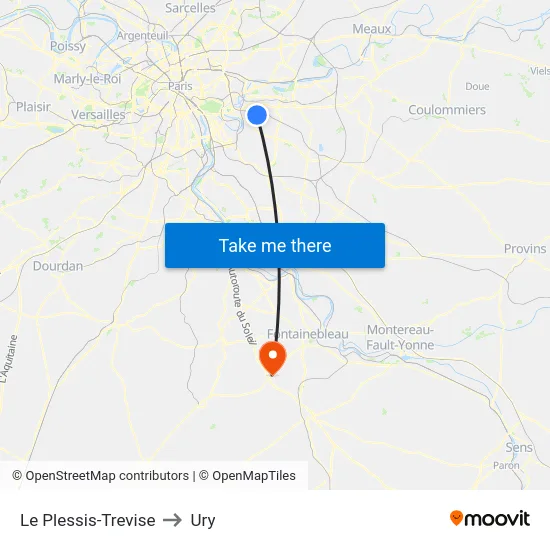 Le Plessis-Trevise to Ury map