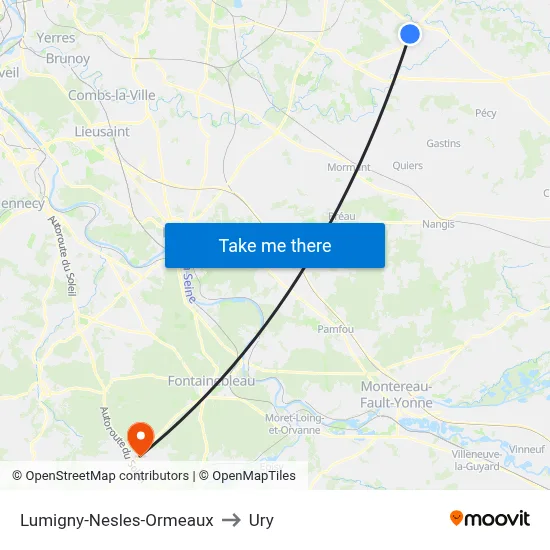 Lumigny-Nesles-Ormeaux to Ury map