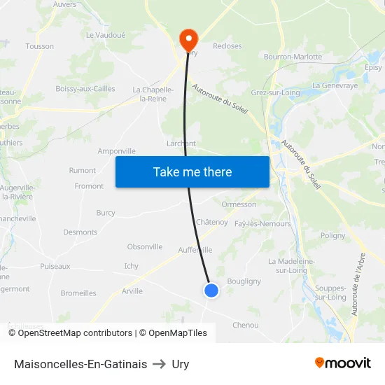 Maisoncelles-En-Gatinais to Ury map