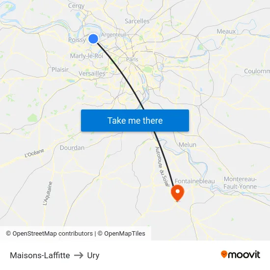 Maisons-Laffitte to Ury map