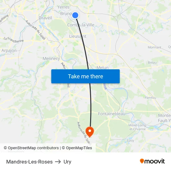 Mandres-Les-Roses to Ury map