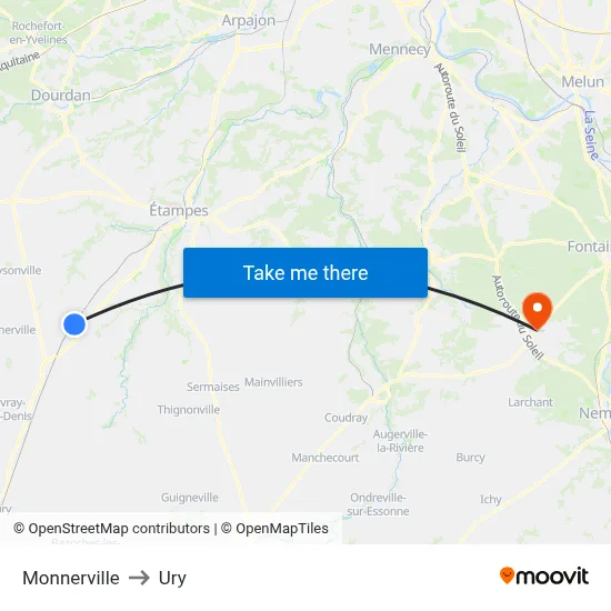 Monnerville to Ury map