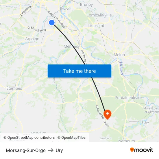Morsang-Sur-Orge to Ury map