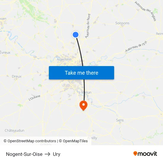 Nogent-Sur-Oise to Ury map