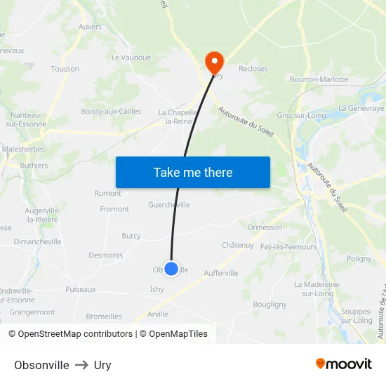 Obsonville to Ury map