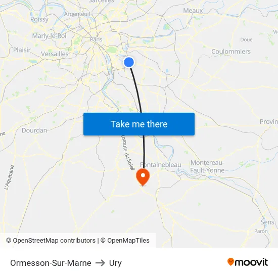 Ormesson-Sur-Marne to Ury map