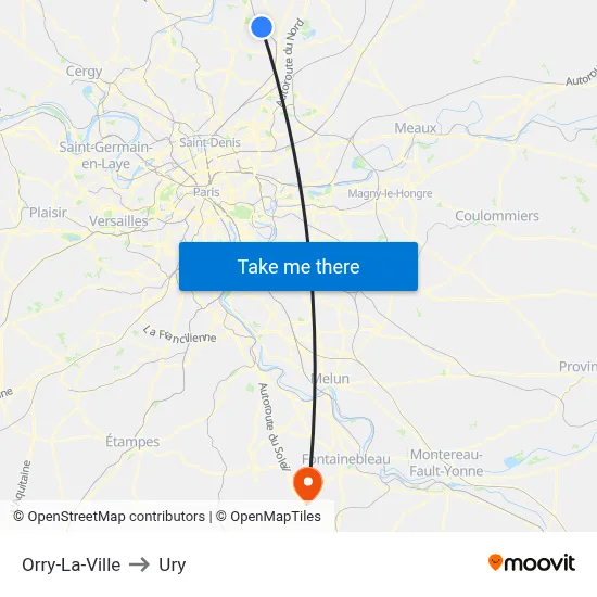 Orry-La-Ville to Ury map