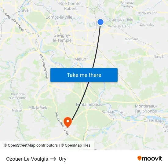 Ozouer-Le-Voulgis to Ury map