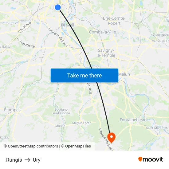 Rungis to Ury map