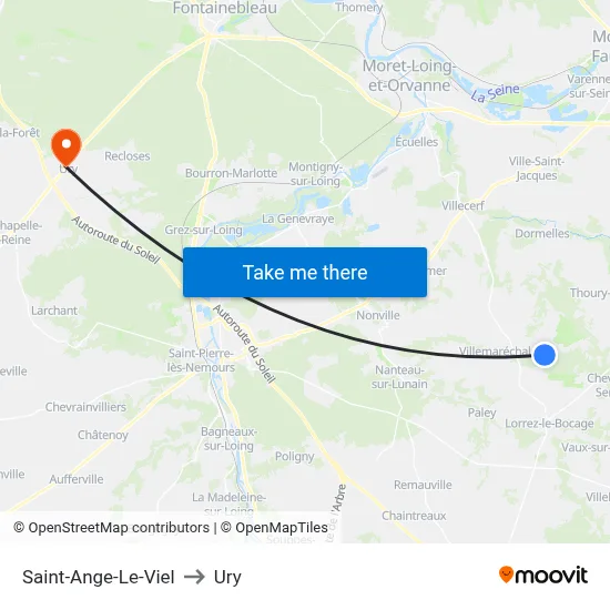 Saint-Ange-Le-Viel to Ury map
