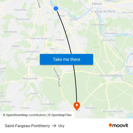 Saint-Fargeau-Ponthierry to Ury map