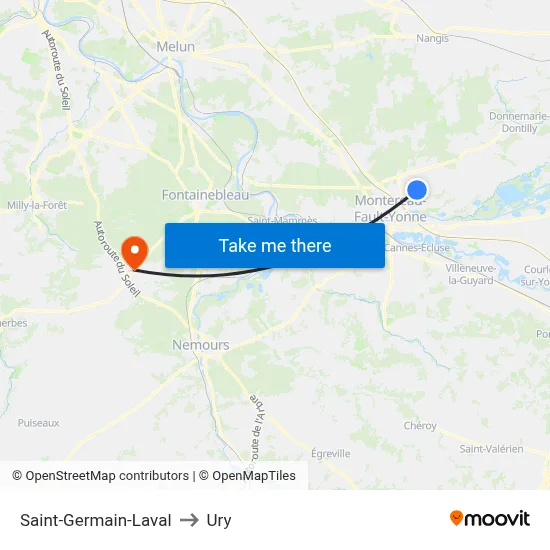 Saint-Germain-Laval to Ury map