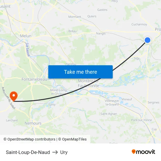 Saint-Loup-De-Naud to Ury map