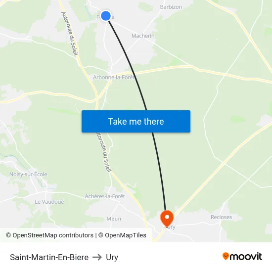 Saint-Martin-En-Biere to Ury map