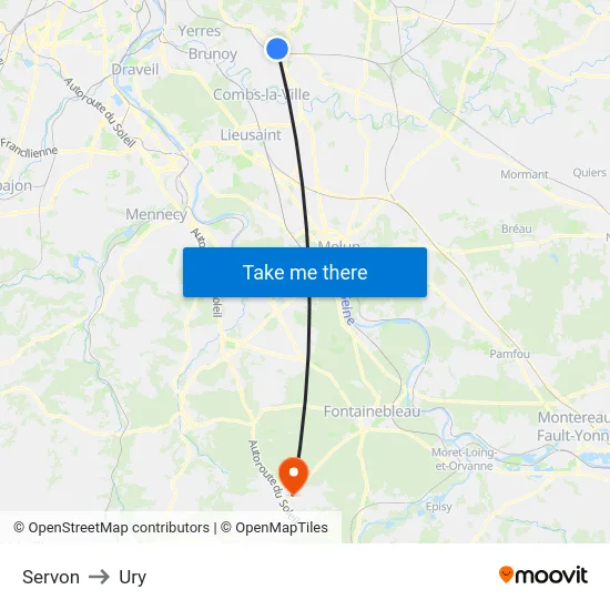 Servon to Ury map