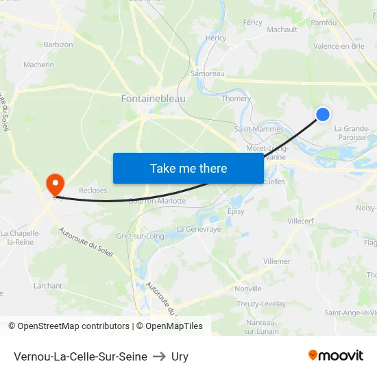 Vernou-La-Celle-Sur-Seine to Ury map