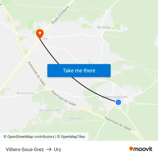 Villiers-Sous-Grez to Ury map