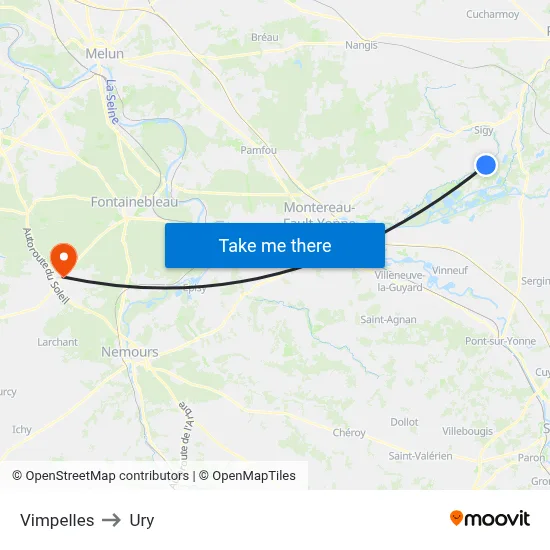 Vimpelles to Ury map