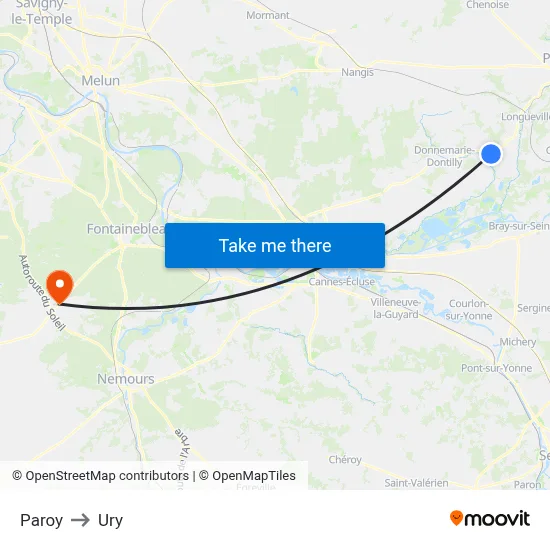 Paroy to Ury map
