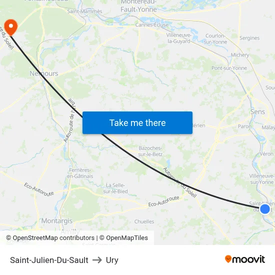 Saint-Julien-Du-Sault to Ury map