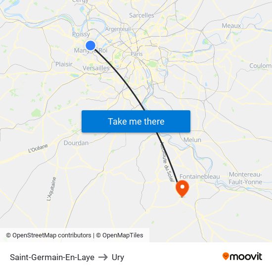 Saint-Germain-En-Laye to Ury map