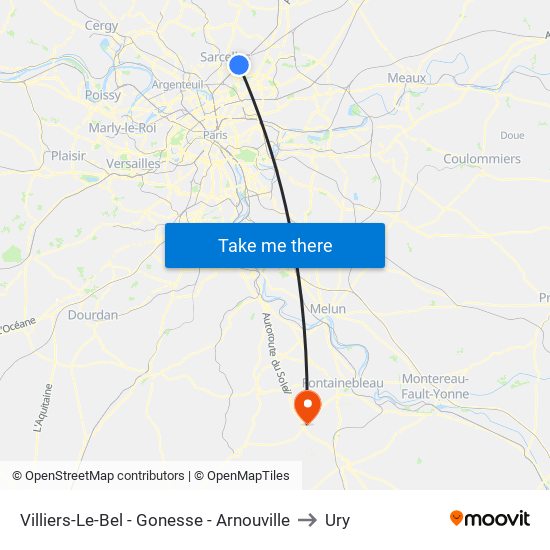 Villiers-Le-Bel - Gonesse - Arnouville to Ury map