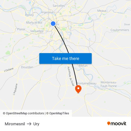 Miromesnil to Ury map