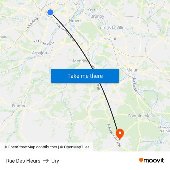 Rue Des Fleurs to Ury map