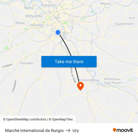 Marché International de Rungis to Ury map