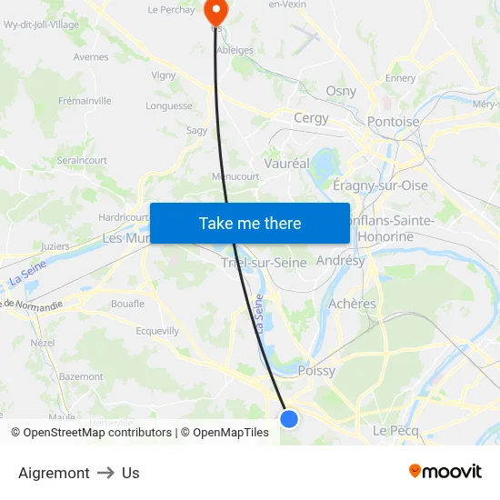 Aigremont to Us map