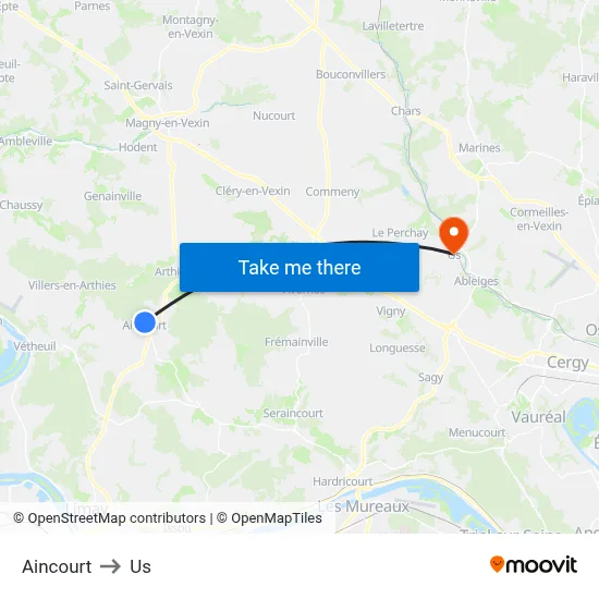Aincourt to Us map