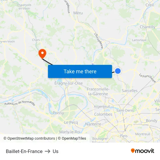 Baillet-En-France to Us map