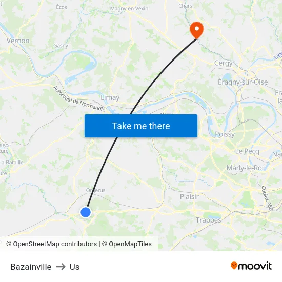 Bazainville to Us map