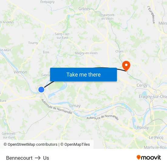 Bennecourt to Us map