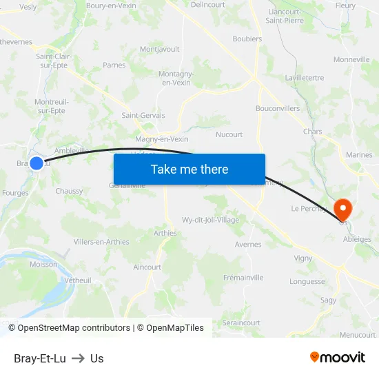 Bray-Et-Lu to Us map