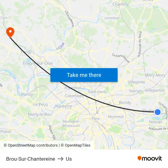 Brou-Sur-Chantereine to Us map