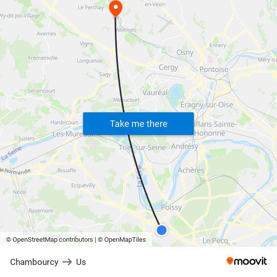 Chambourcy to Us map